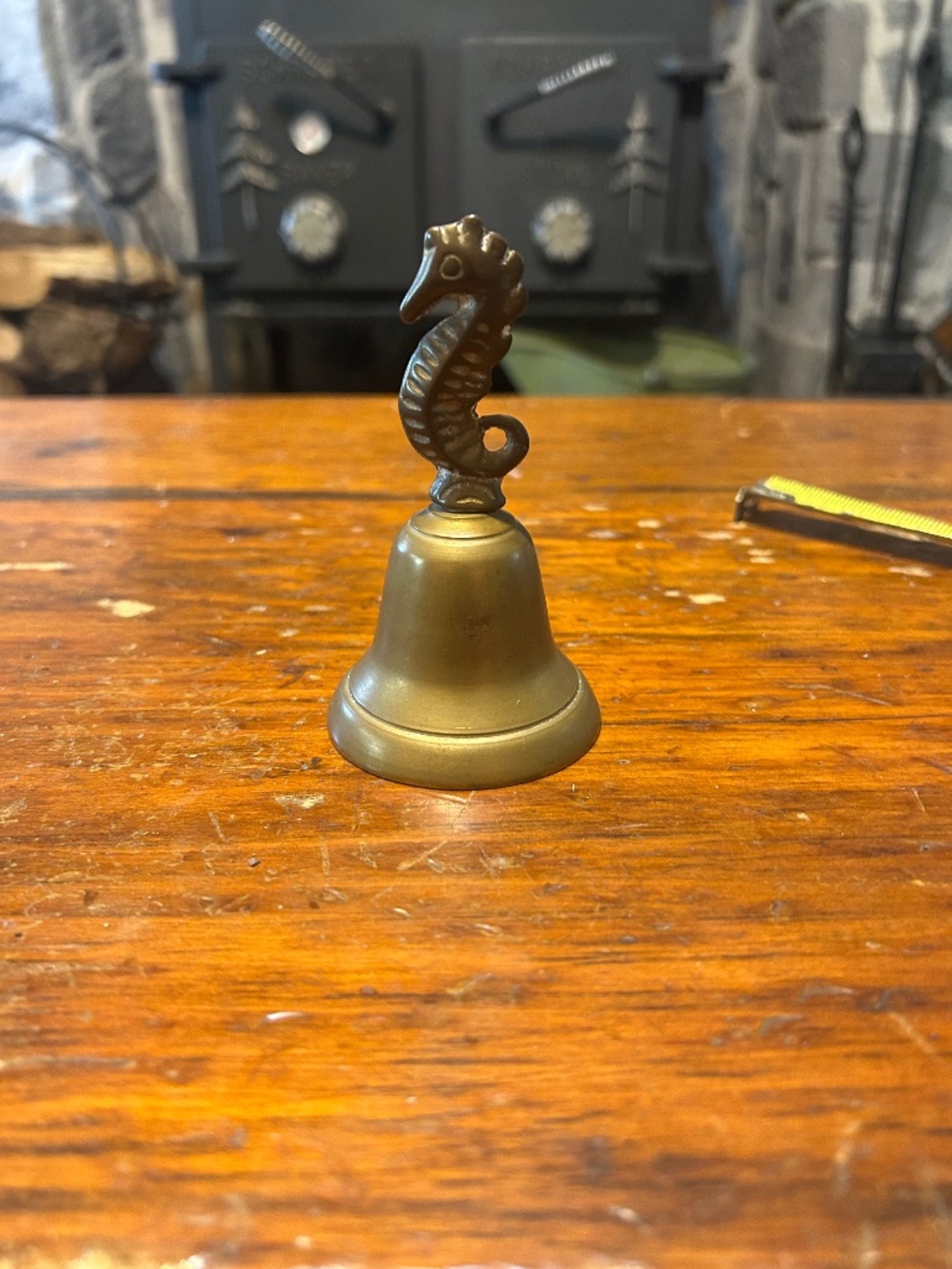 Vintage Brass Seahorse Handle Bell Coastal Nautical Decor